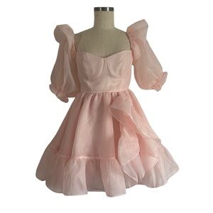 Selkie Bebe Bloom Pink Mini Puff Dress